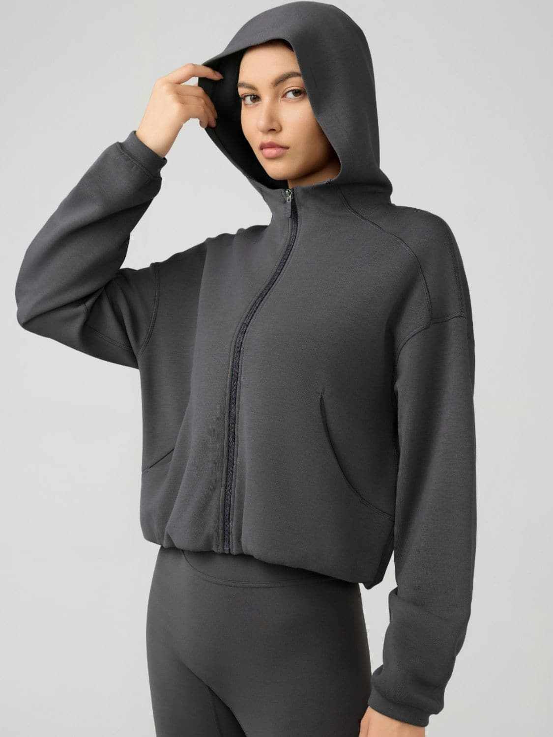 Hooded zip sweatshirt with pockets - Love Salve